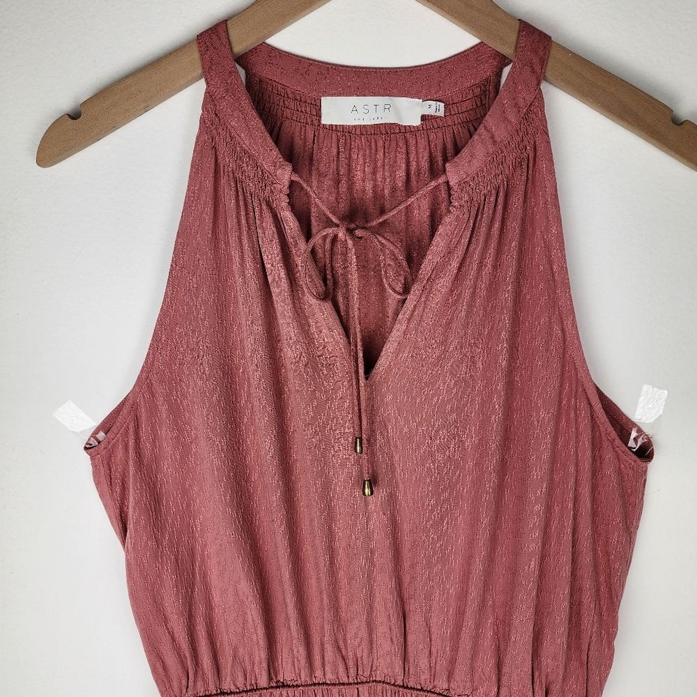 Anthropologie Dress ASTR The Label Midi Dress Sleeveless Smocked Dusty Rose M - Picture 5 of 15